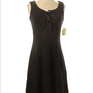Barami solid sleeveless lace up black dress 4